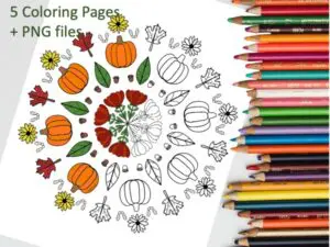 5 Hand-Drawn Autumn Mandala Coloring Pages