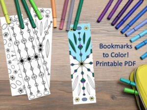 4 Hand Drawn Flower Mandala Bookmarks to Color