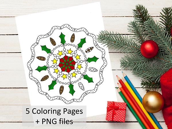 partially colored fall themed mandala coloring page