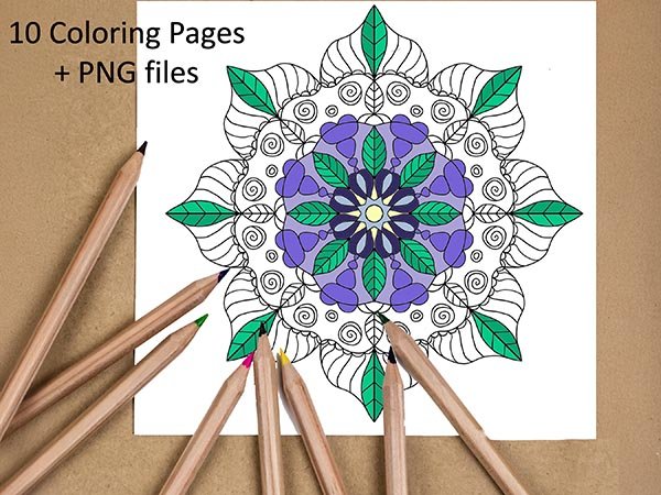 10 Hand Drawn Mandala Coloring Pages