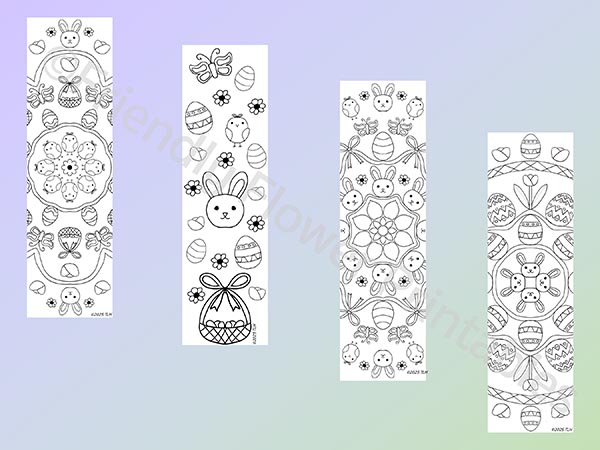 4 Hand Drawn Easter Mandala Bookmarks to Color - Image 3