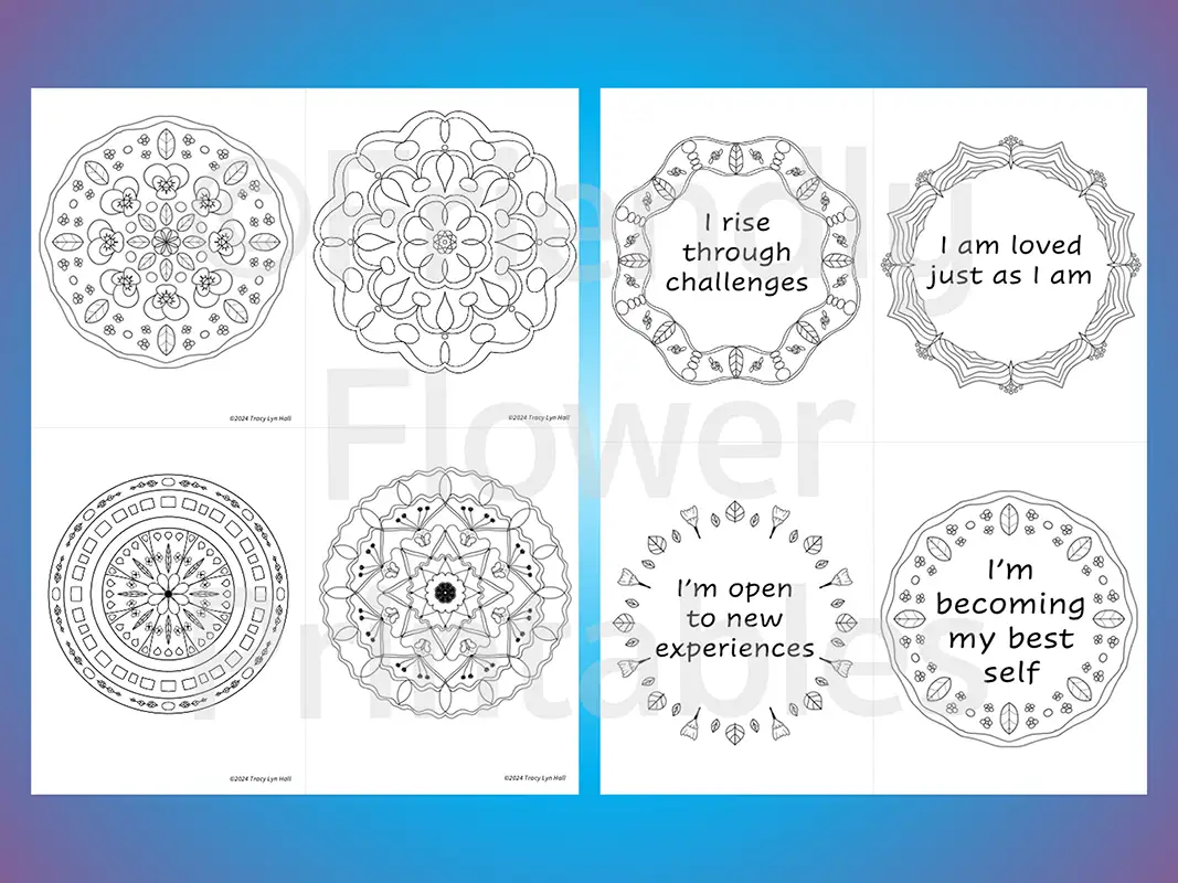 20 Self Care Mandala Coloring Cards - Image 2