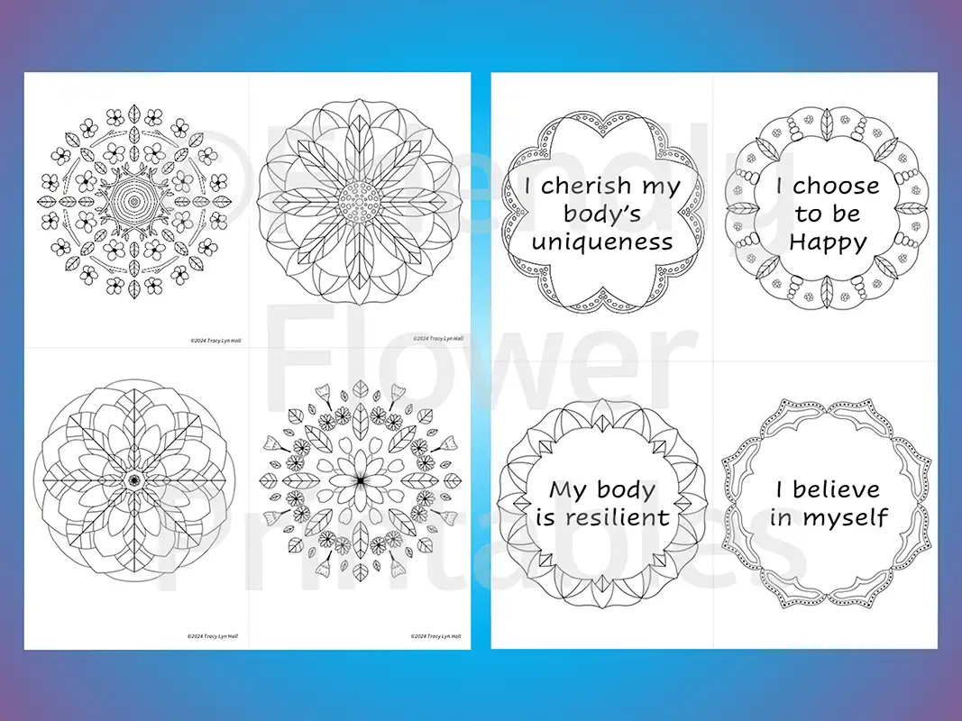 20 Self Care Mandala Coloring Cards - Image 4