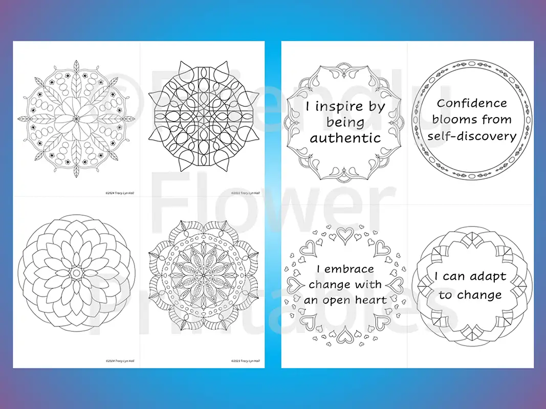20 Self Care Mandala Coloring Cards - Image 5